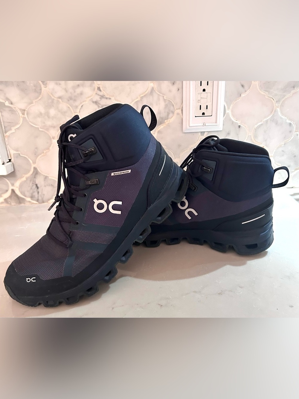 On Cloud Cloudrock Waterproof Mid-Top Hiking Boot in Dark Blue - Picture 4 of 8